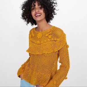 Zara Mustard Yellow Knit Sweater